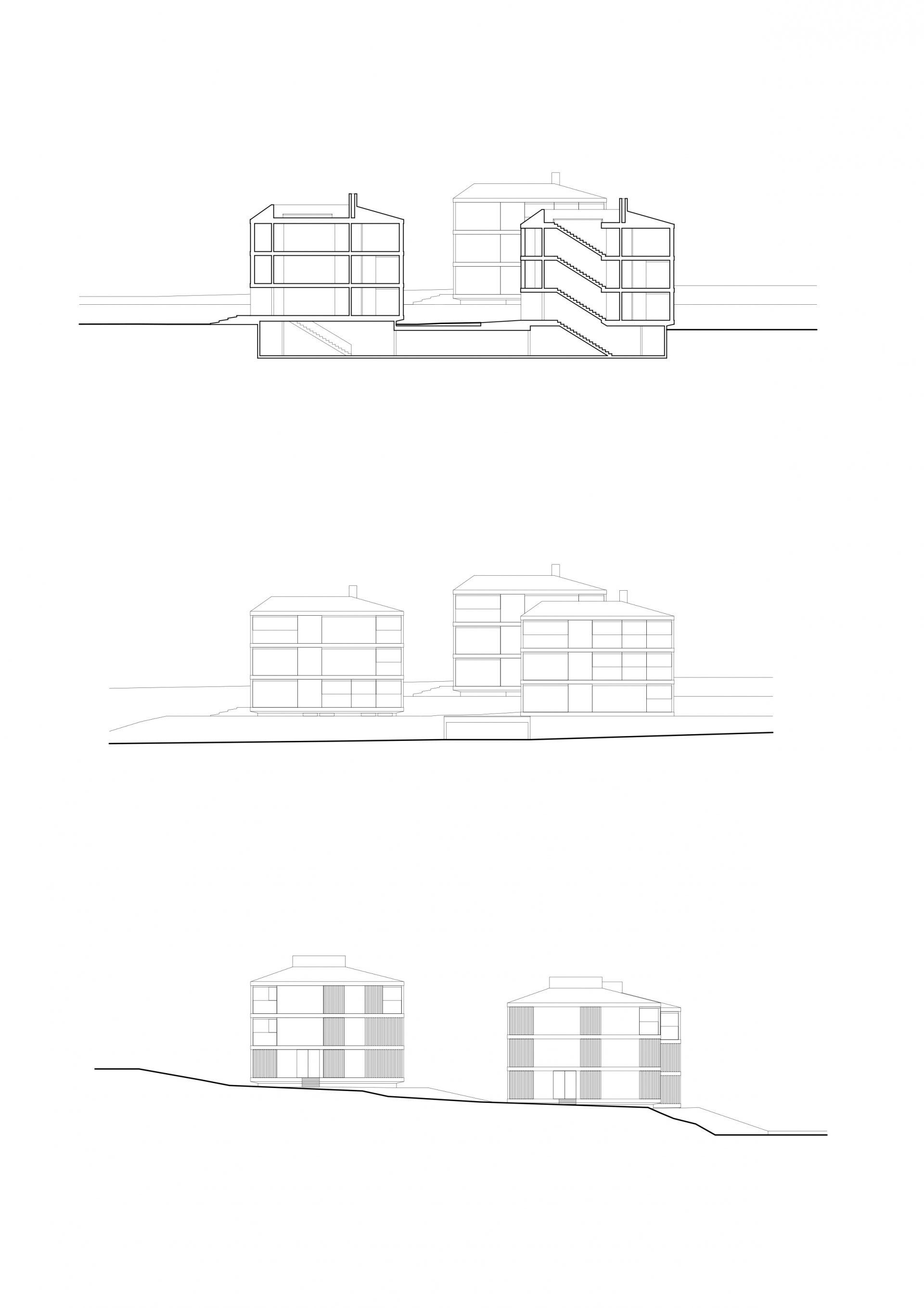 Section Elevations Philippe Meyer Architecte - HMC_3 villas