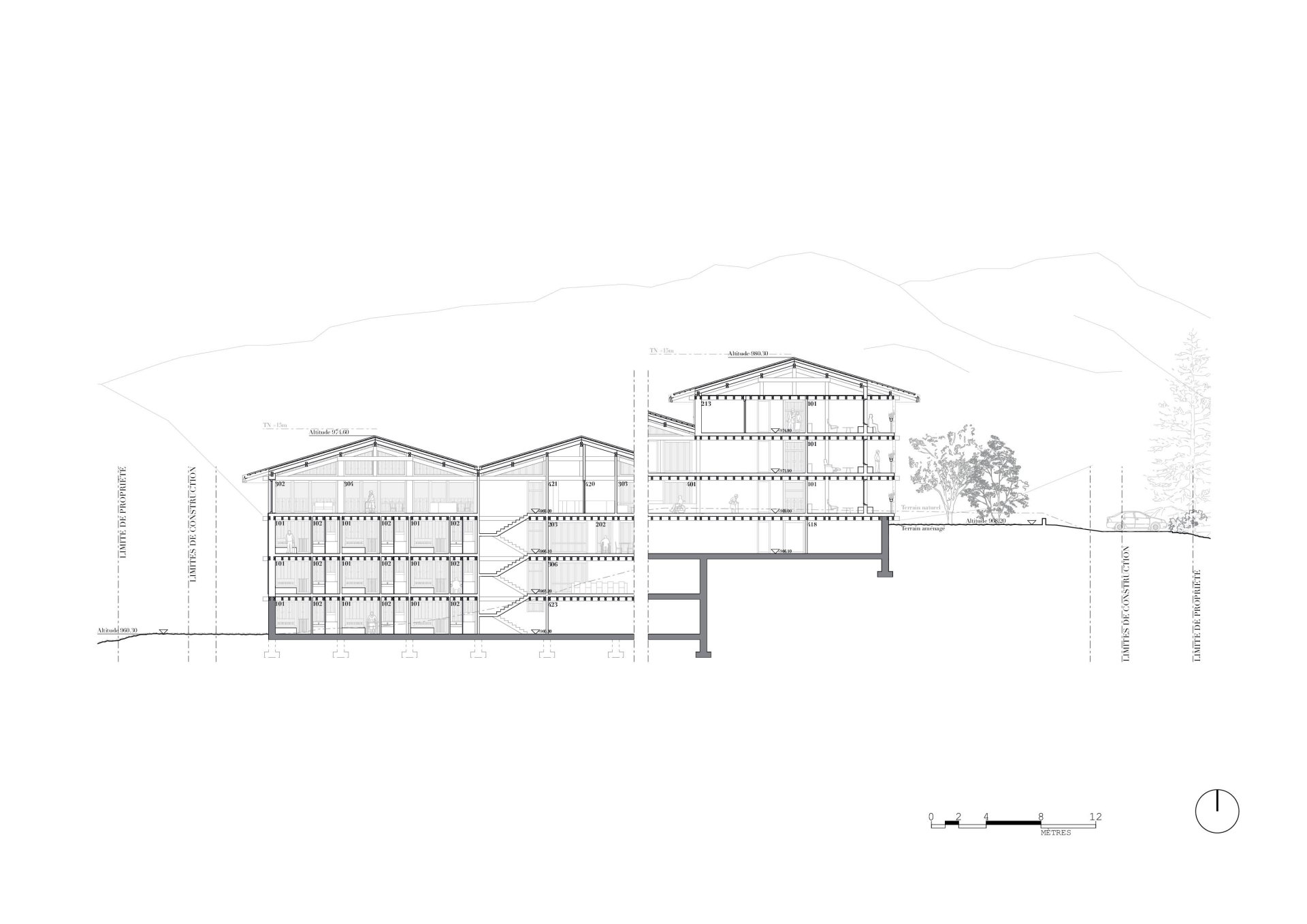 Longitudinal Section Philippe Meyer Architecte - EPSM