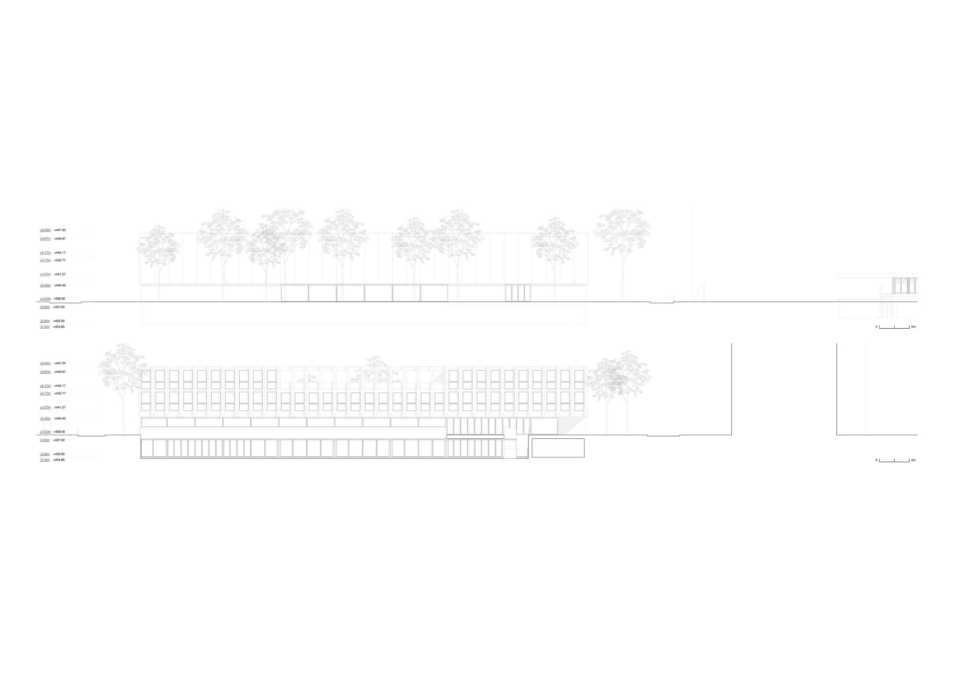 North-east and south-west elevations Philippe Meyer Architecte - Complexe scolaire