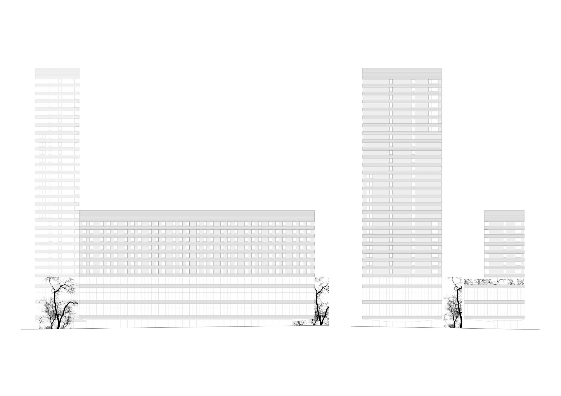 North-West and North-East elevations Philippe Meyer Architecte - Logements