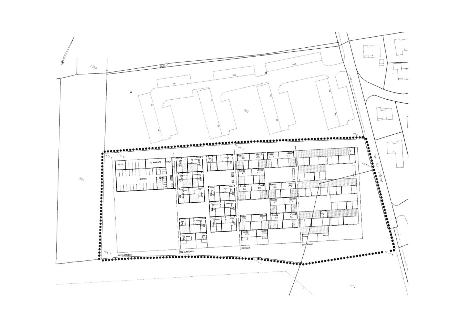 Ground floor plan Philippe Meyer Architecte - Logements collectifs