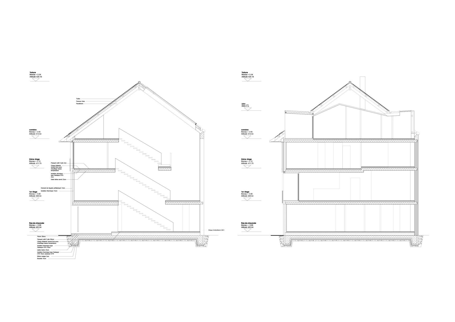 Sections Philippe Meyer Architecte - Une maison de ville
