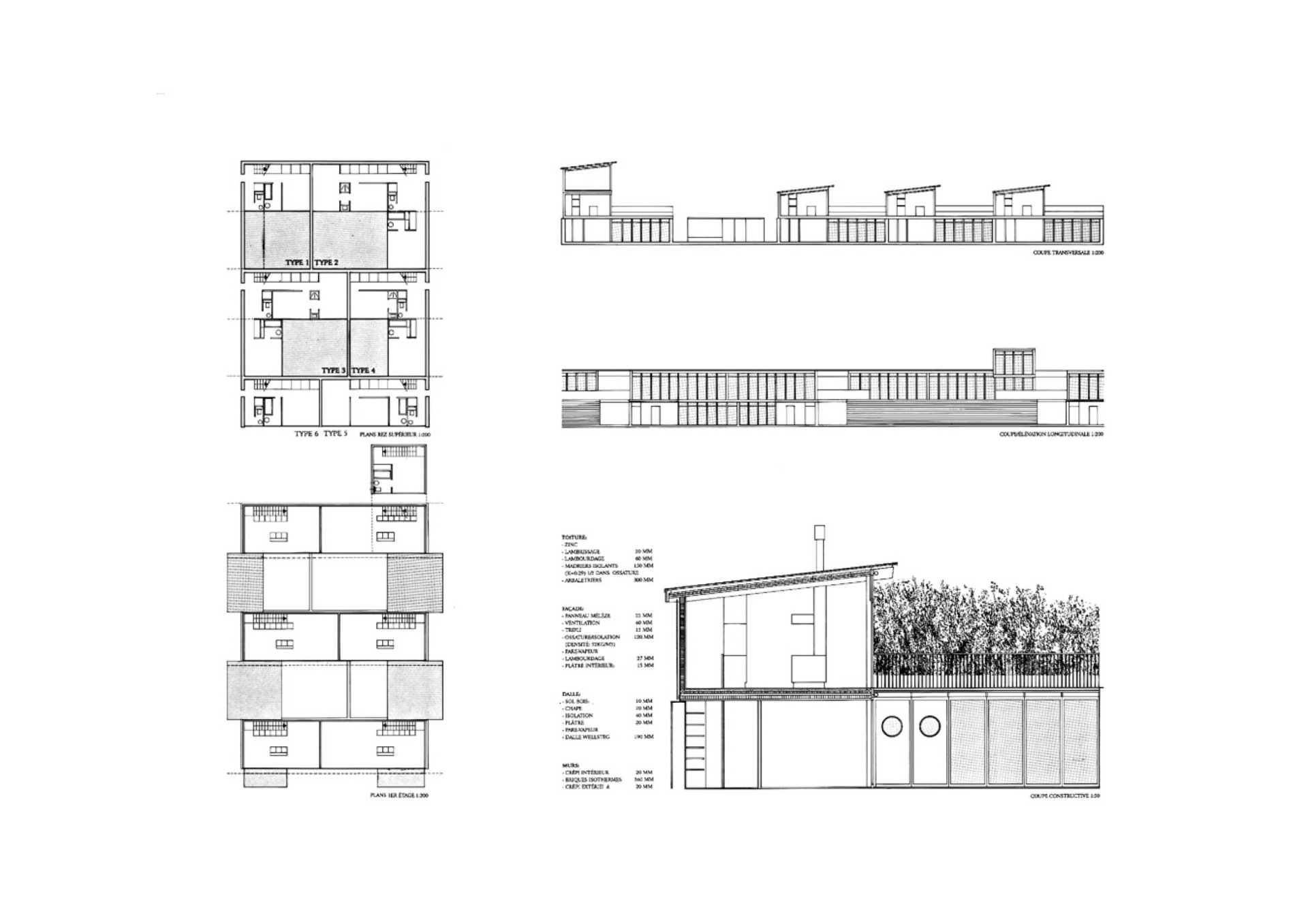 Plans and sections Philippe Meyer Architecte - Logements collectifs