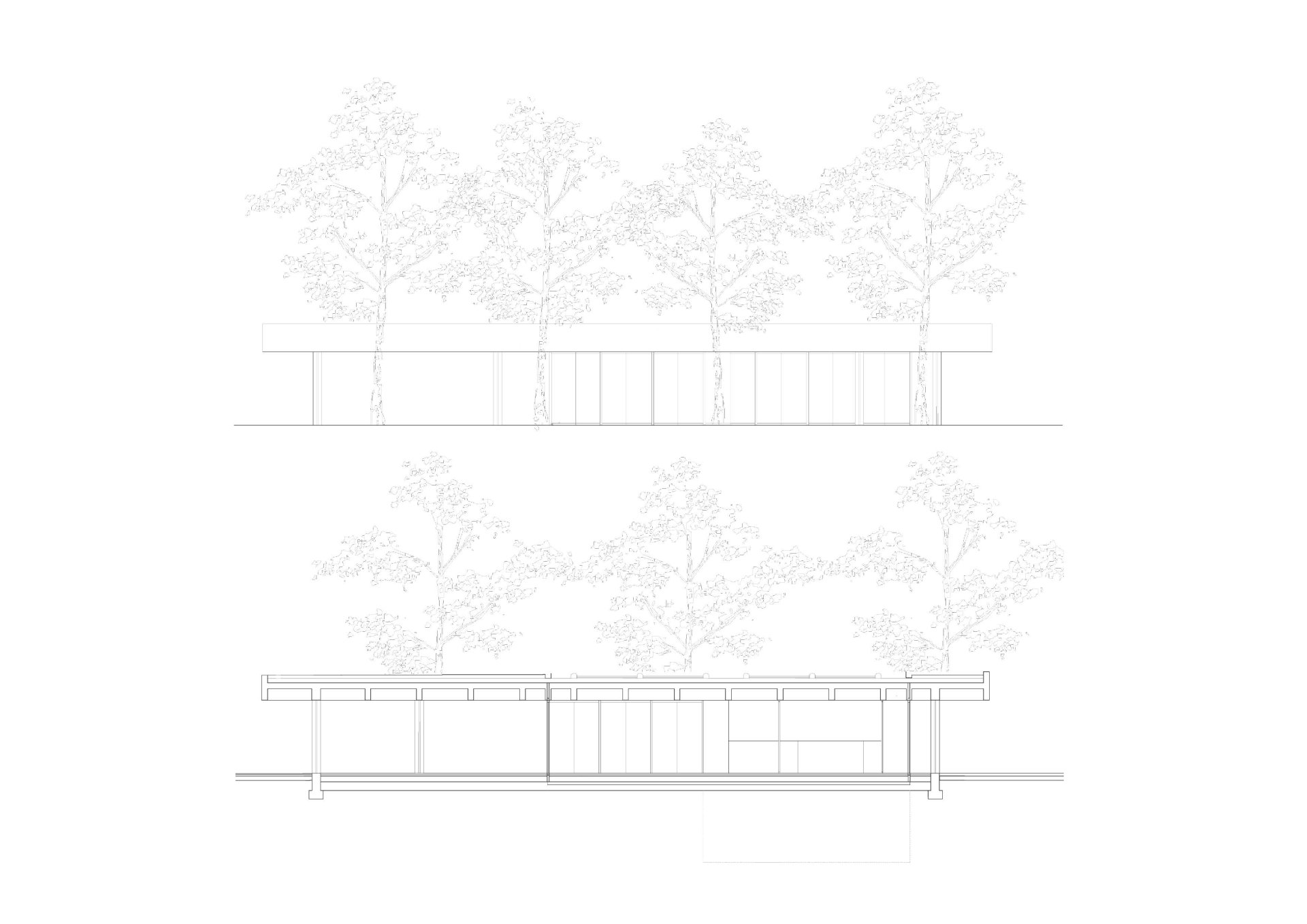 Elevation and section Philippe Meyer Architecte - Pavillon pour un parc