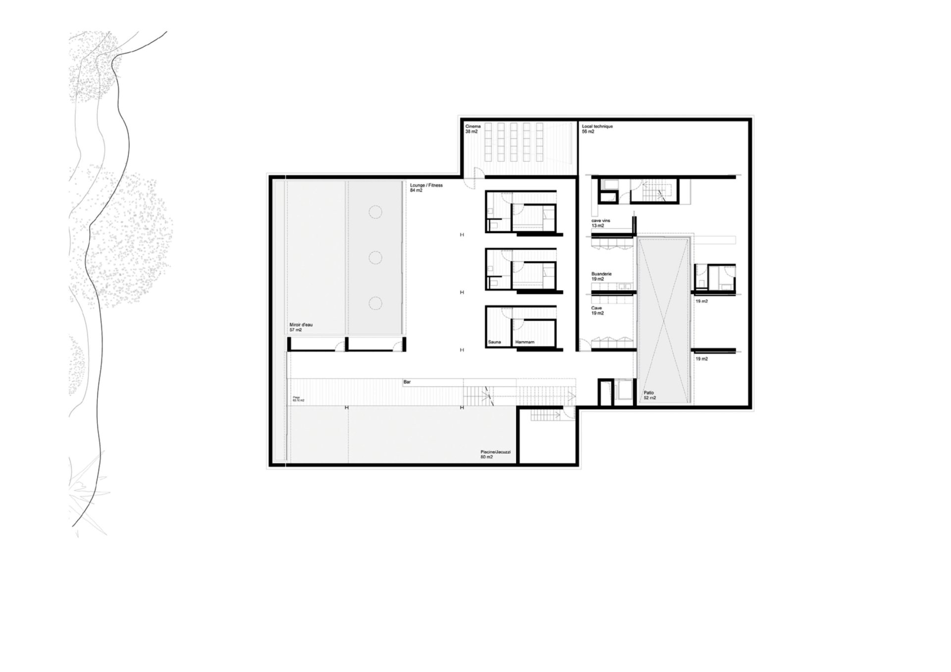 Basement plan Philippe Meyer Architecte - Villa