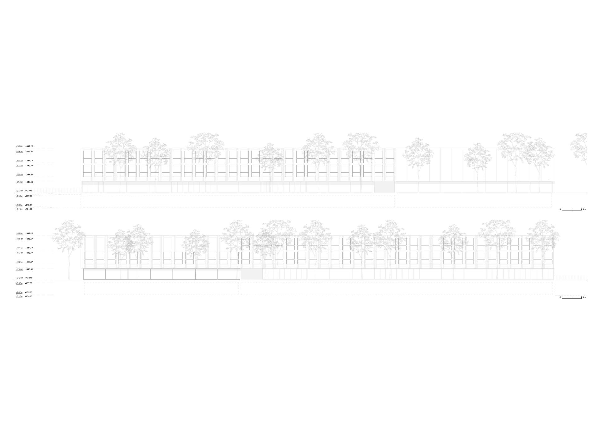 South-east and north-west elevations Philippe Meyer Architecte - Complexe scolaire