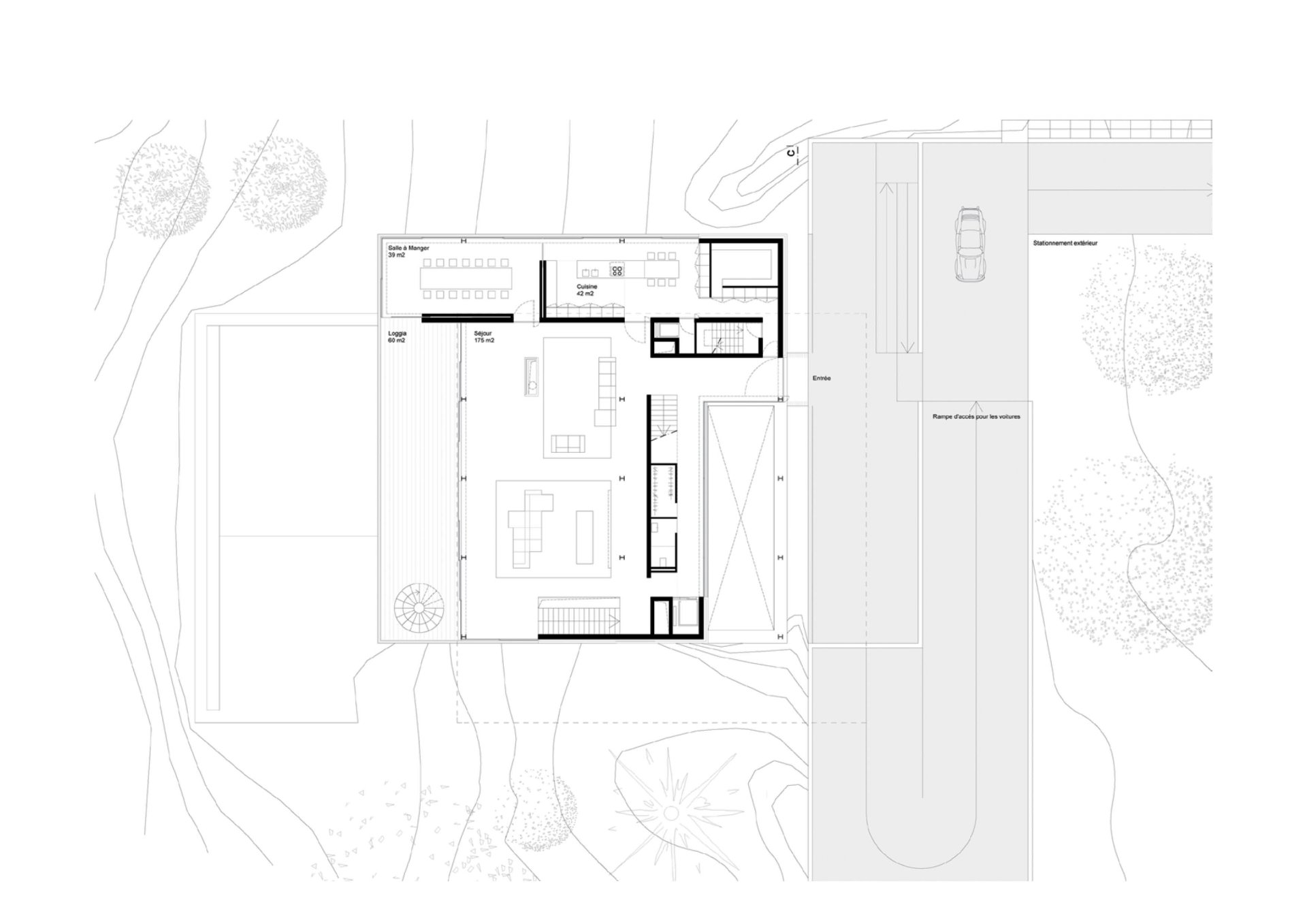 Ground floor plan Philippe Meyer Architecte - Villa