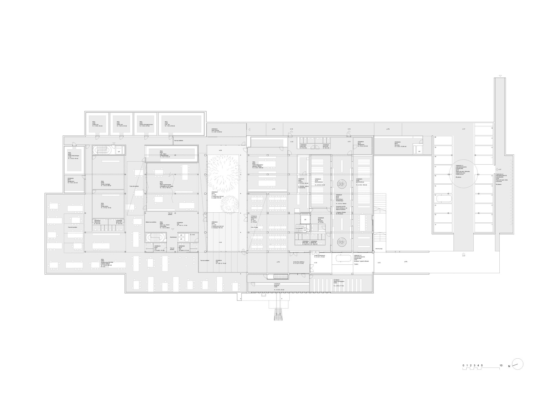 Lower ground floor plan Philippe Meyer Architecte - Ecole de couture