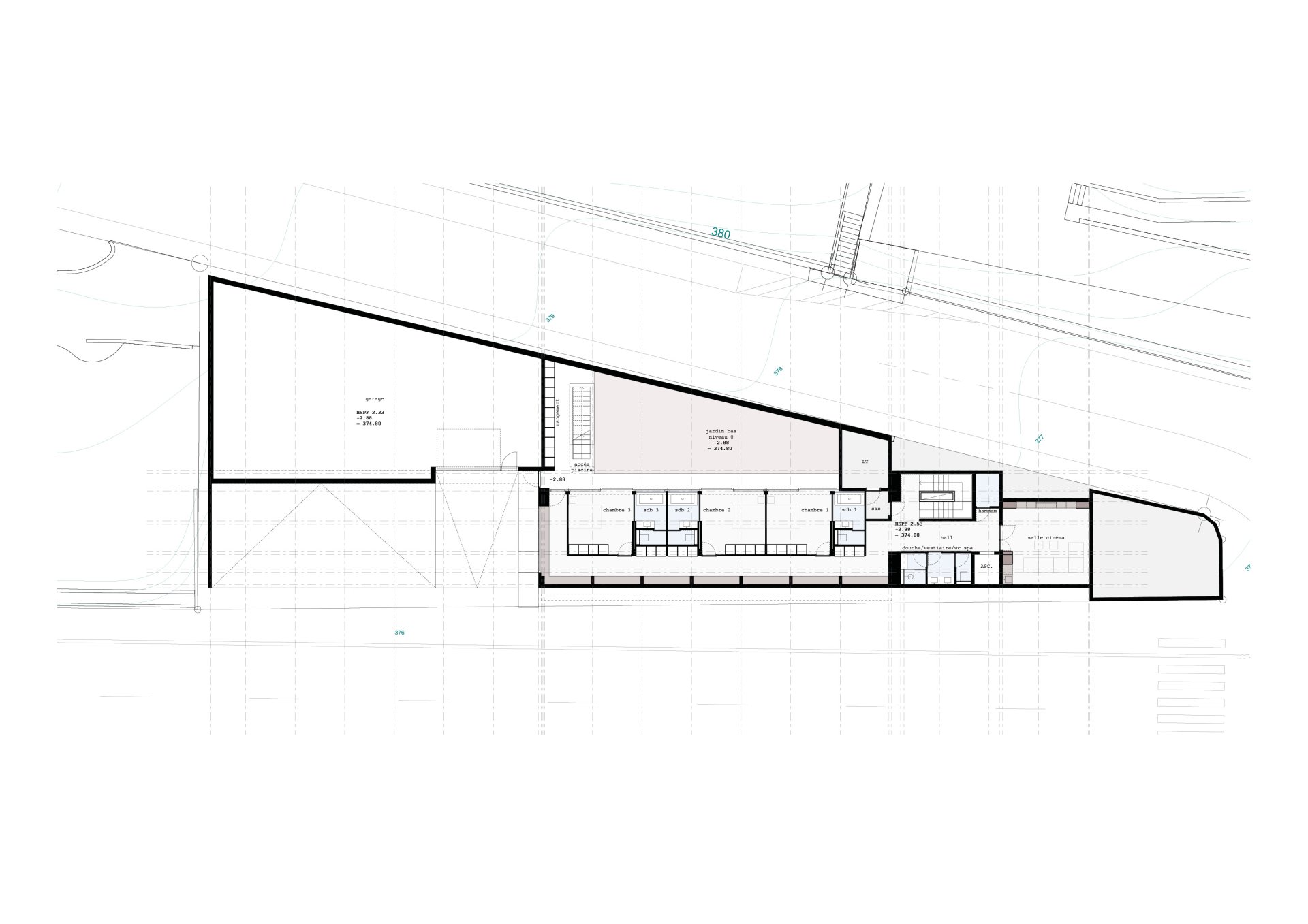 Basement plan Philippe Meyer Architecte - Le pavillon du Lac