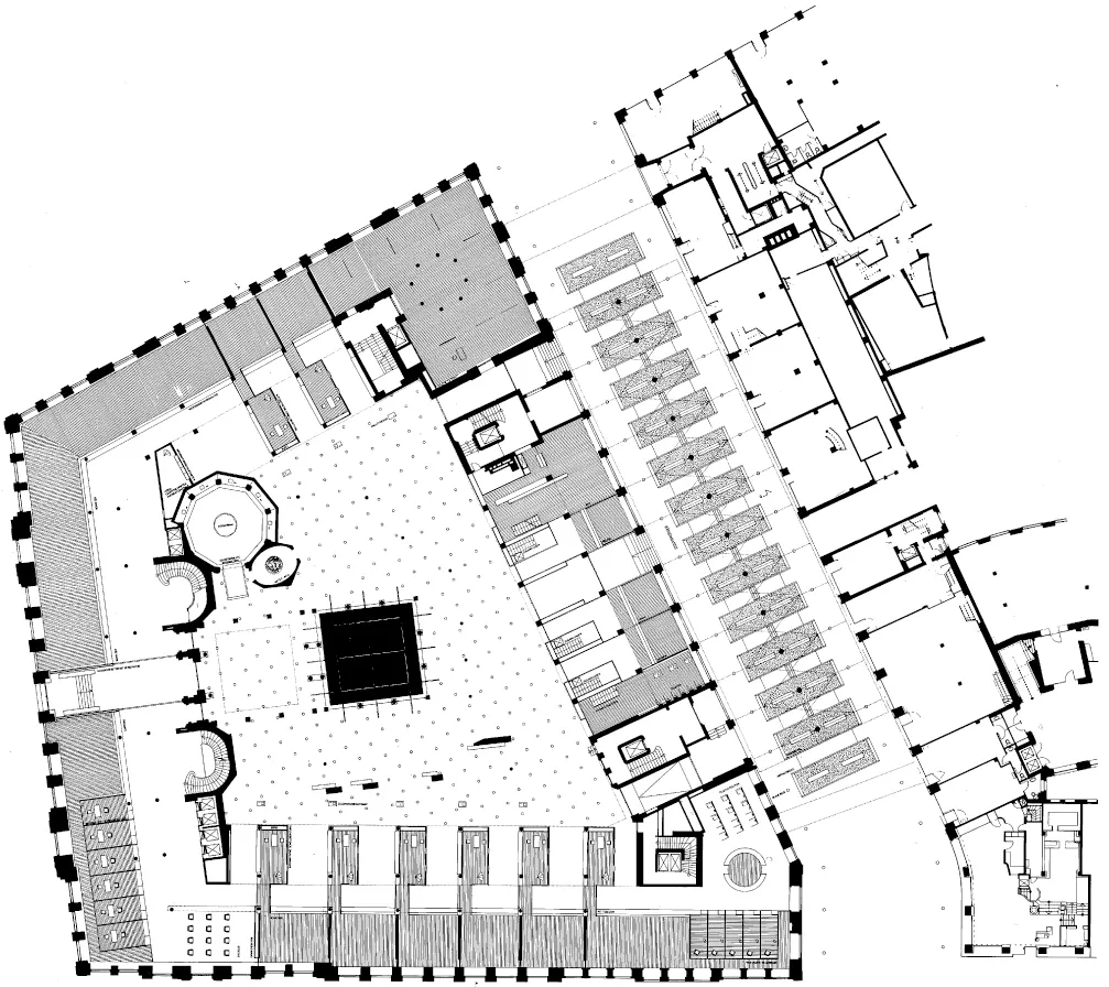 Ground floor plan Philippe Meyer Architecte - Credit Suisse