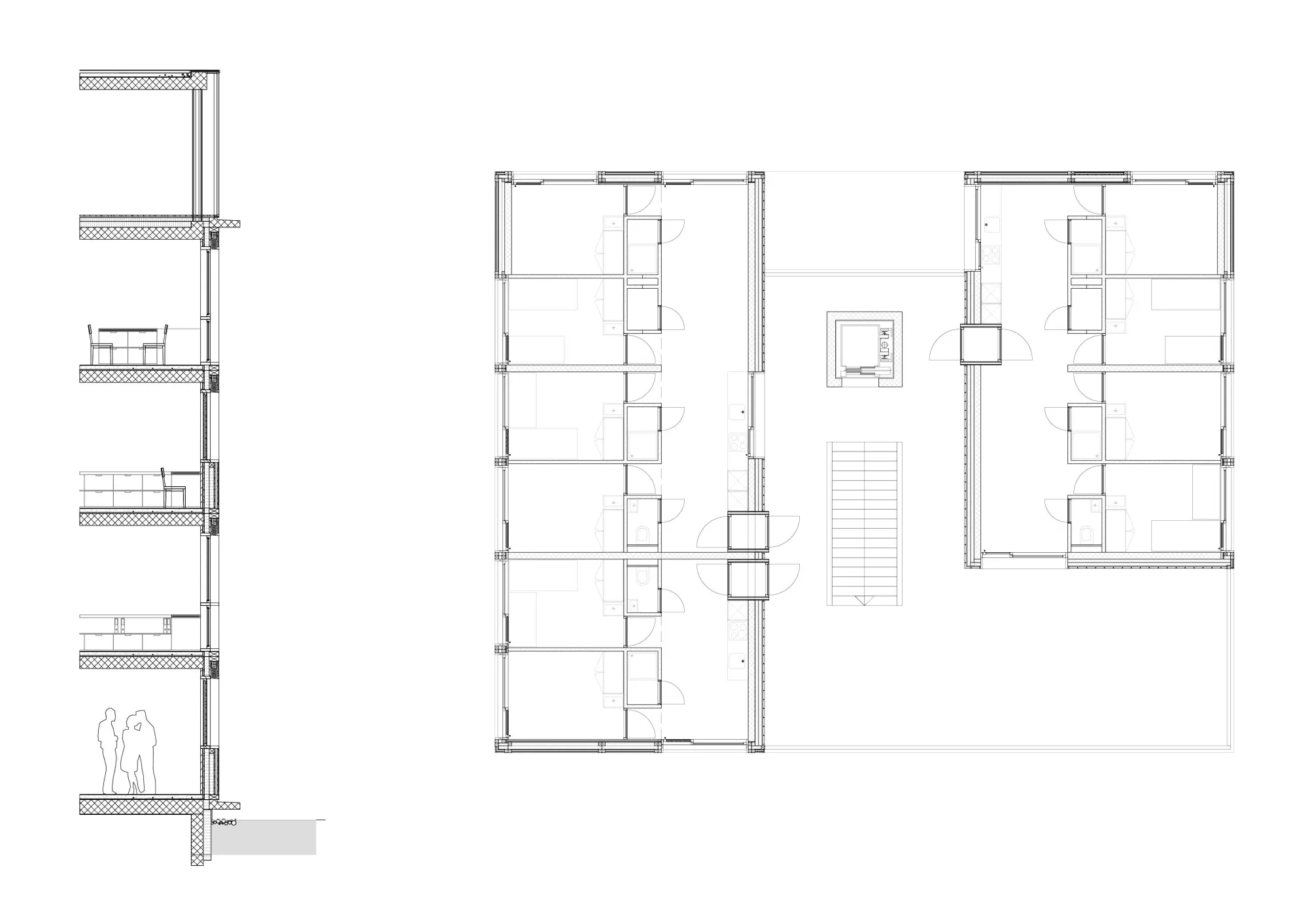Section and plan details Philippe Meyer Architecte - Extension Cité Uni