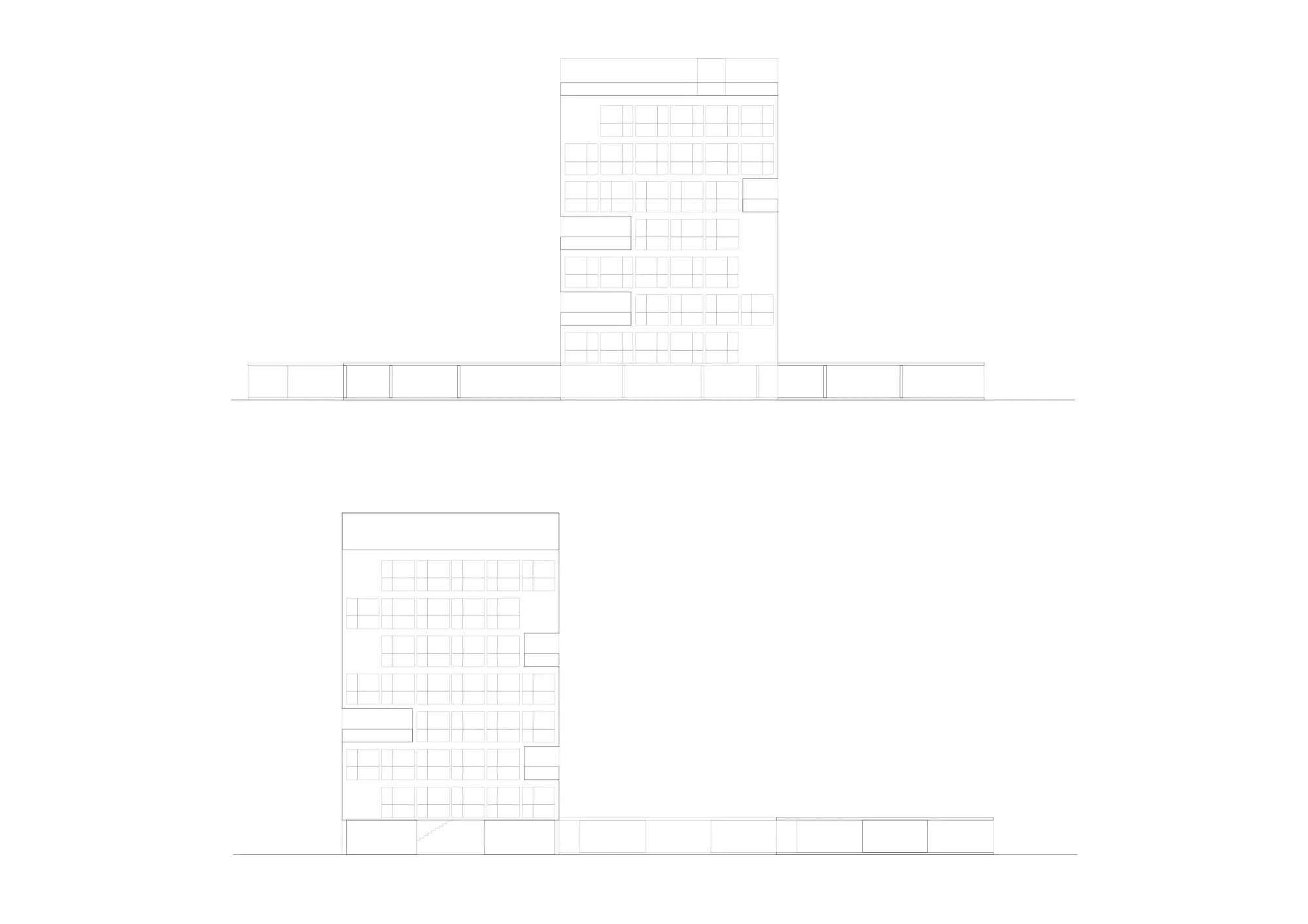 South-west and North-east elevations Philippe Meyer Architecte - Extension Cité Uni