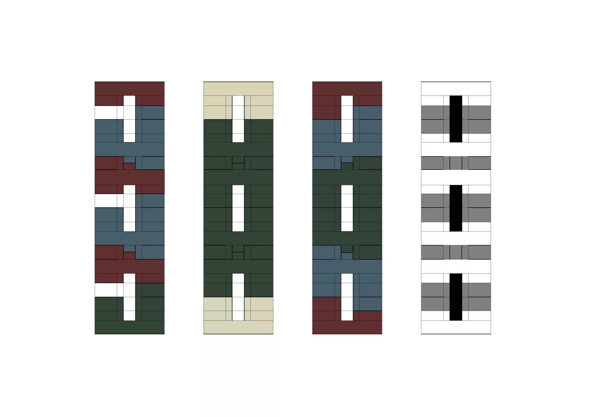 Plans compositions Philippe Meyer Architecte - Logements collectifs