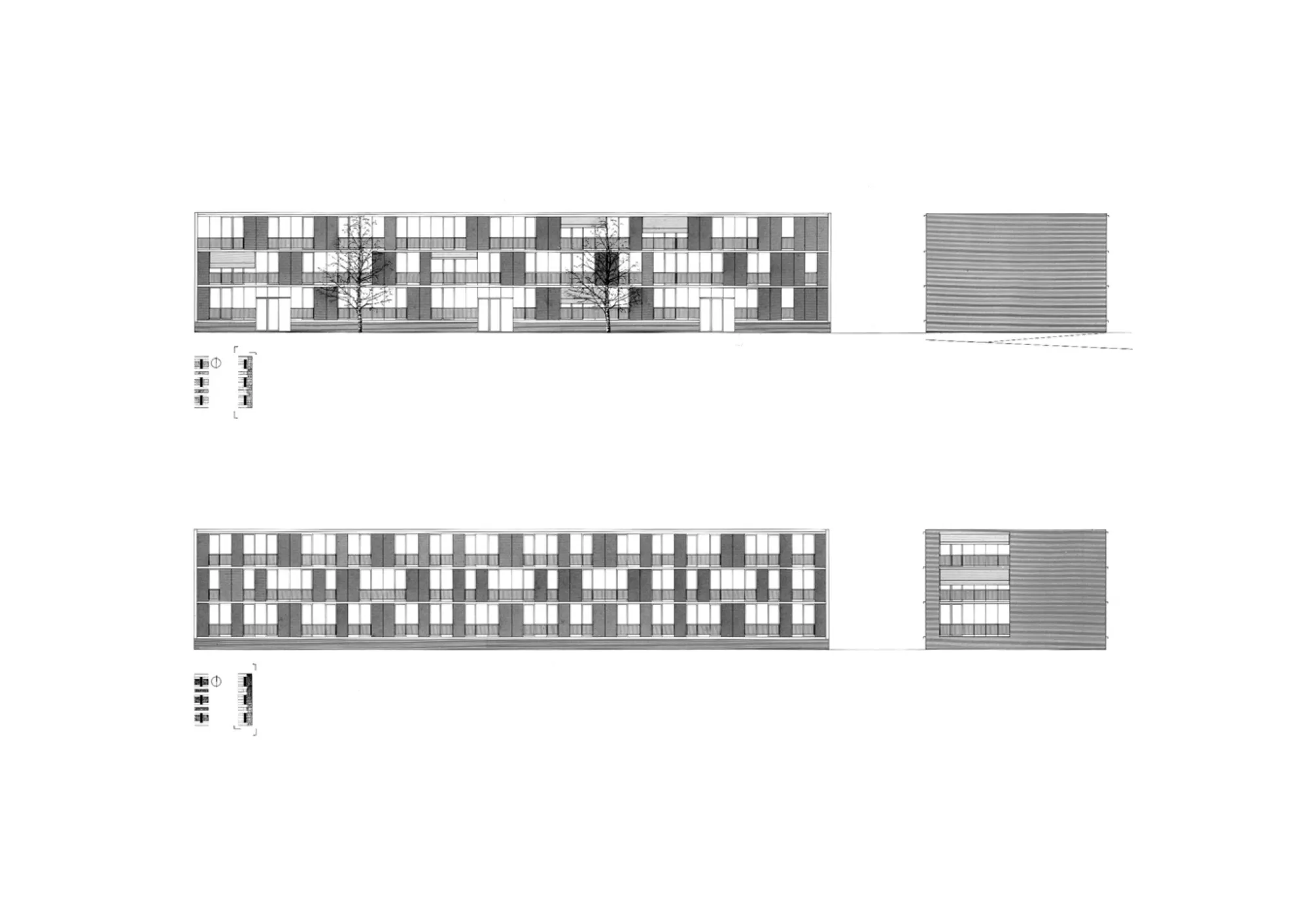 Facades and sections Philippe Meyer Architecte - Logements collectifs